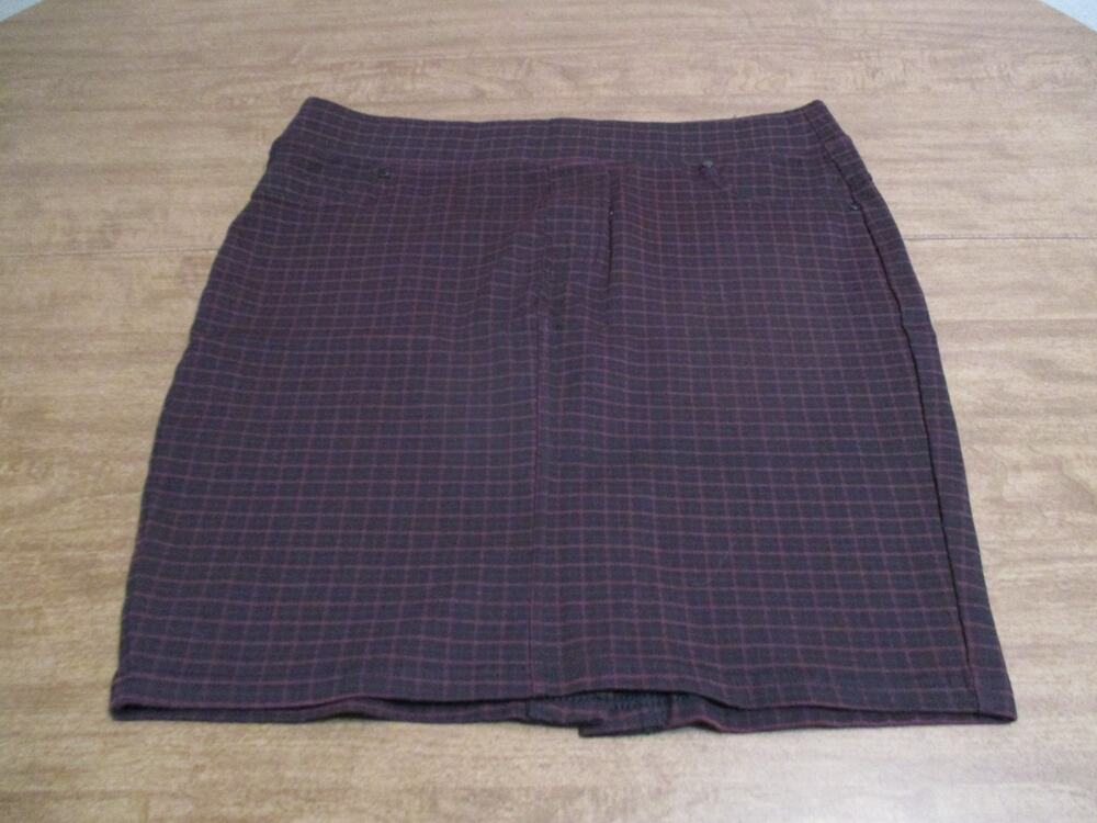 LIVERPOOL JEANS CO RED BLACK PLAID STRETCH SHITE SIZE 12/31